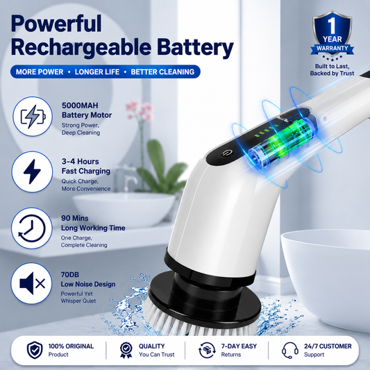 9-in-1 Rechargeable Spin Scrubber Clean Tiles Bathrooms Without Effort