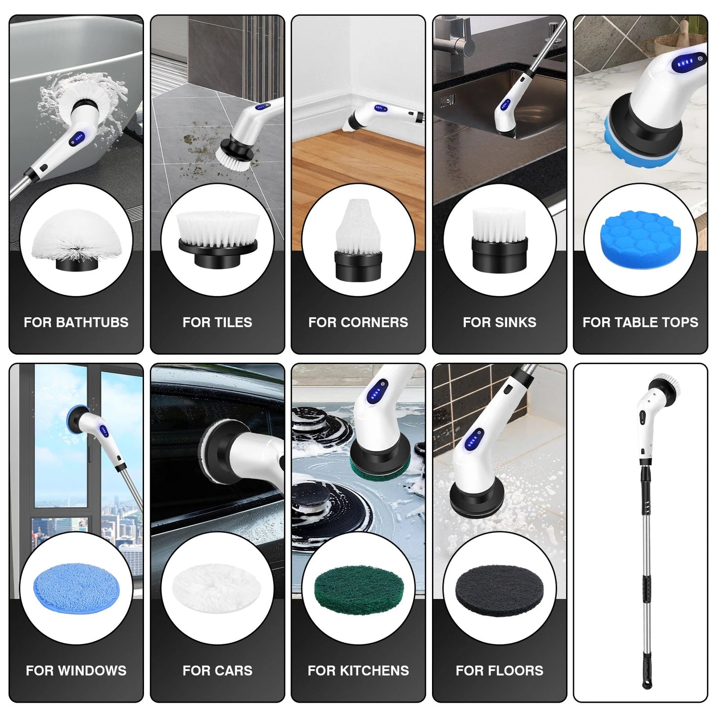 Rechargeable 9-in-1 Electric Spin Scrubber