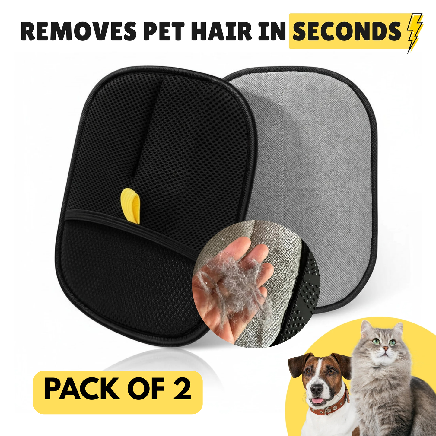LightCare™ Pet Hair Removal Gloves (Pack of 2)